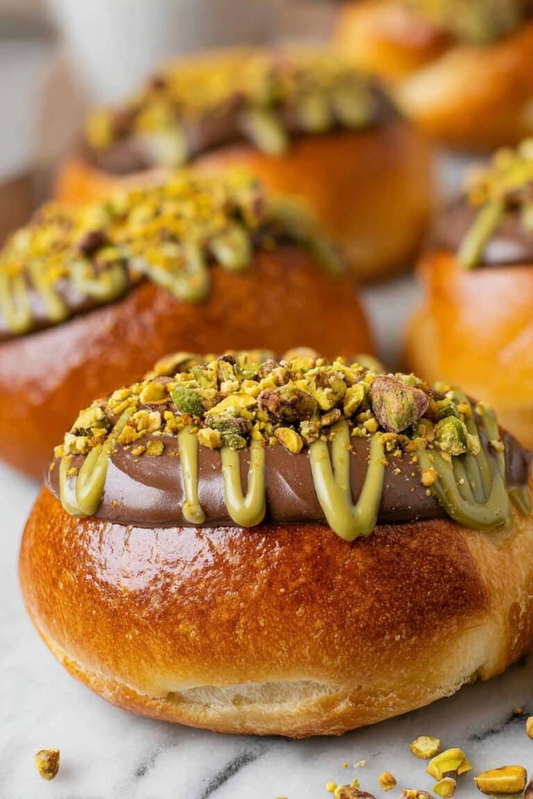 Dubai Chocolate Brioche Buns with Pistachio Filling Recipe