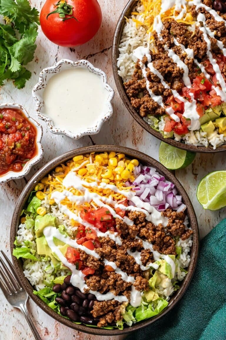 Taco Bowl with Cilantro Lime Crema Recipe